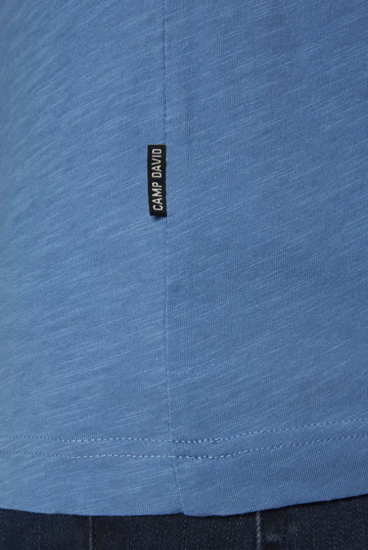 CAMP DAVID & SOCCX Basic T-Shirt V-Neck mit Used-Kante sky blue skyblue Hot