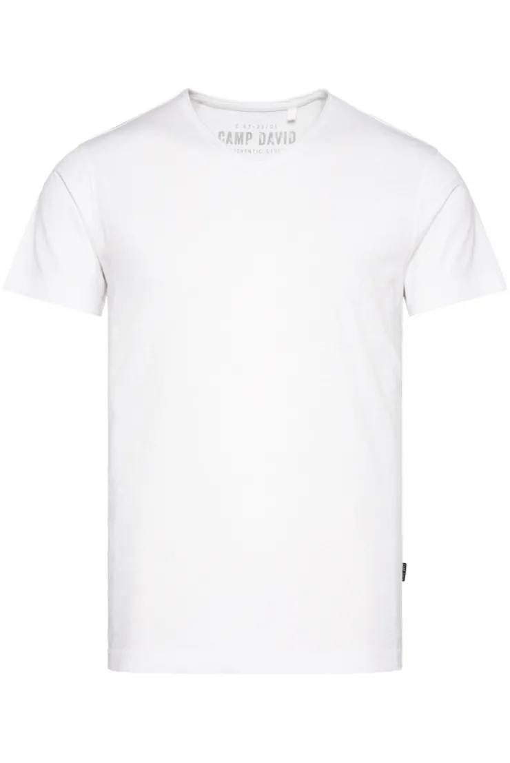 CAMP DAVID & SOCCX Basic T-Shirt V-Neck mit Used-Kante opticwhite Clearance
