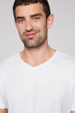 CAMP DAVID & SOCCX Basic T-Shirt V-Neck mit Used-Kante opticwhite Clearance