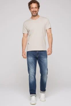 CAMP DAVID & SOCCX Basic T-Shirt V-Neck mit Used-Kante light cappuccino lightcappuccino Clearance