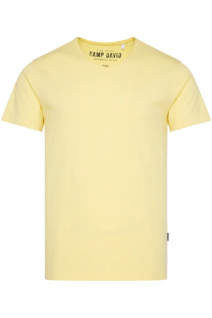 CAMP DAVID & SOCCX Basic T-Shirt V-Neck mit Used-Kante sun Best Sale