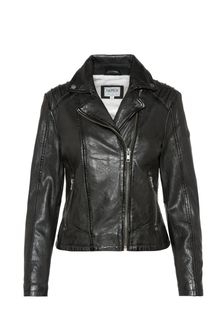CAMP DAVID & SOCCX Bikerjacke aus Leder im Vintage Look black Online