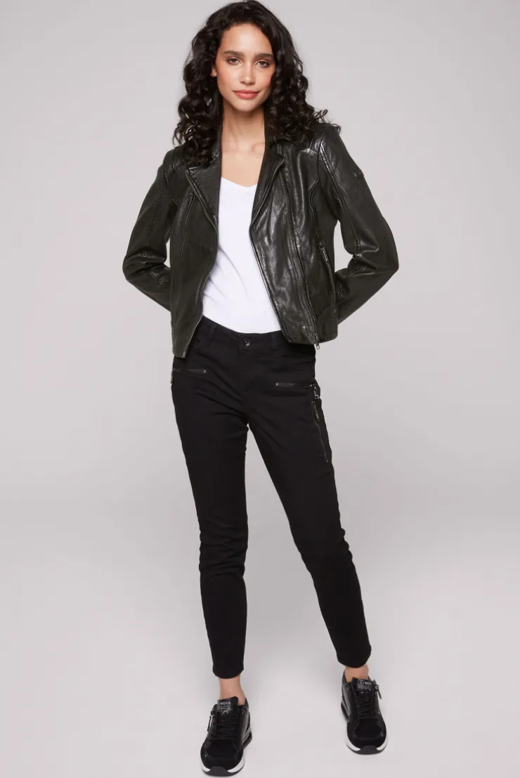 CAMP DAVID & SOCCX Bikerjacke aus Leder im Vintage Look black Online