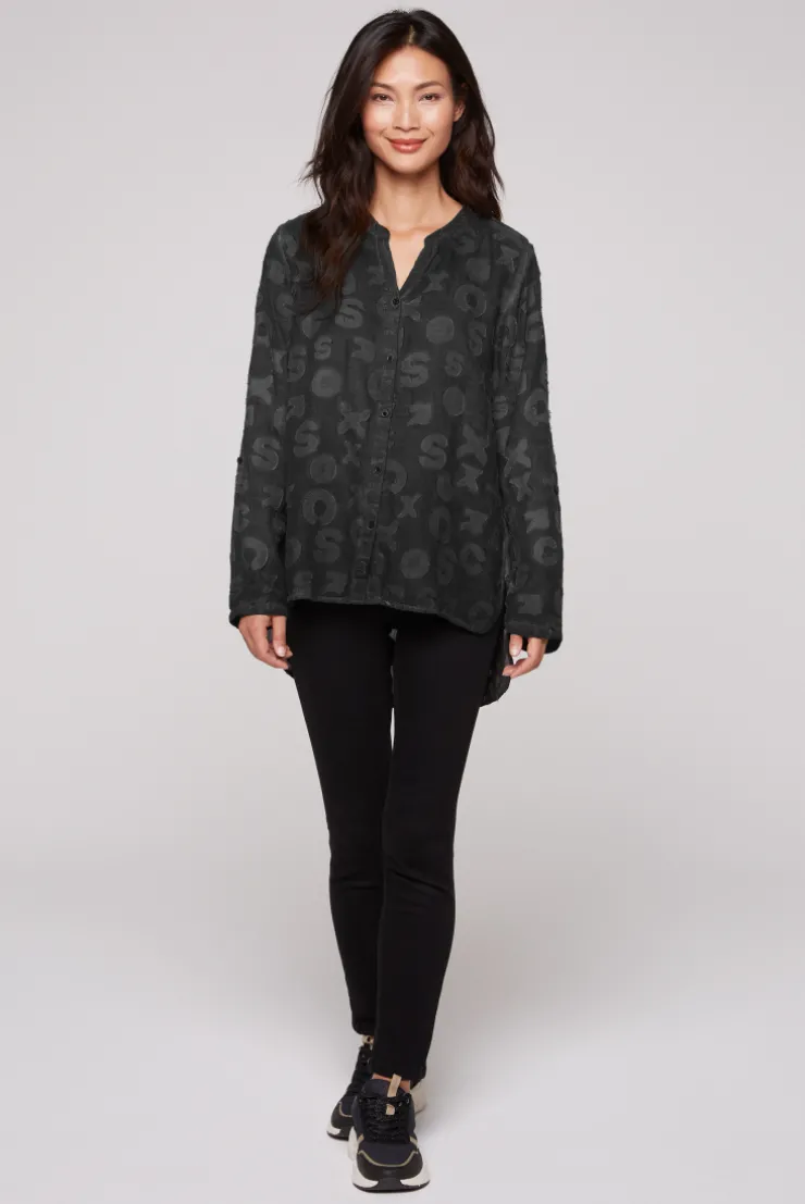 CAMP DAVID & SOCCX Bluse Oil Dyed mit Intarsia-Muster black Shop