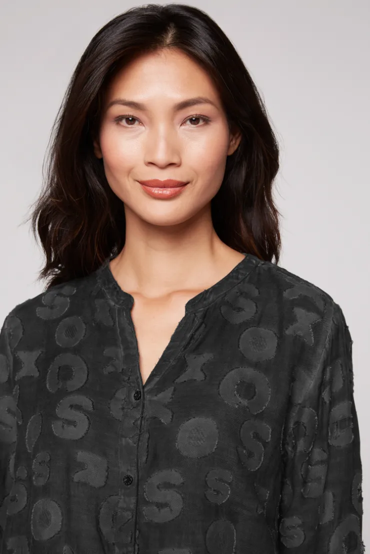 CAMP DAVID & SOCCX Bluse Oil Dyed mit Intarsia-Muster black Shop
