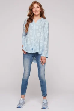 CAMP DAVID & SOCCX Bluse Oil Dyed mit Intarsia-Muster cool blue coolblue Shop