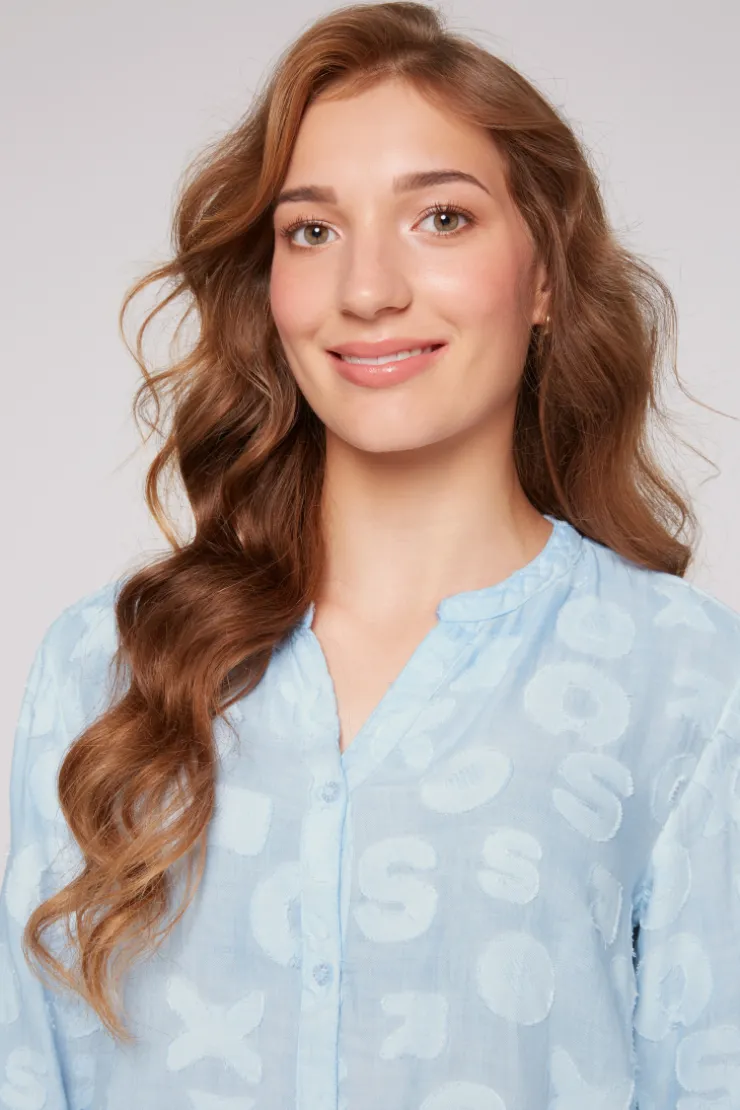 CAMP DAVID & SOCCX Bluse Oil Dyed mit Intarsia-Muster cool blue coolblue Shop