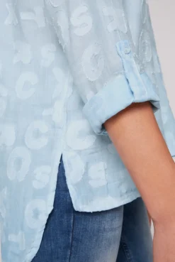 CAMP DAVID & SOCCX Bluse Oil Dyed mit Intarsia-Muster cool blue coolblue Shop
