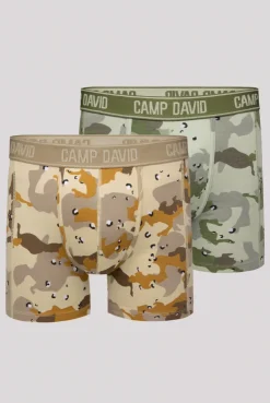 CAMP DAVID & SOCCX Boxershorts mit All Over Print, 2er-Pack desert / light khaki Fashion