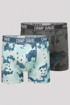 CAMP DAVID & SOCCX Boxershorts mit All Over Print, 2er-Pack light blue / anthra Sale