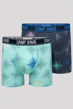 CAMP DAVID & SOCCX Boxershorts mit All Over Print, 2er-Pack blue navy / sun aqua Cheap