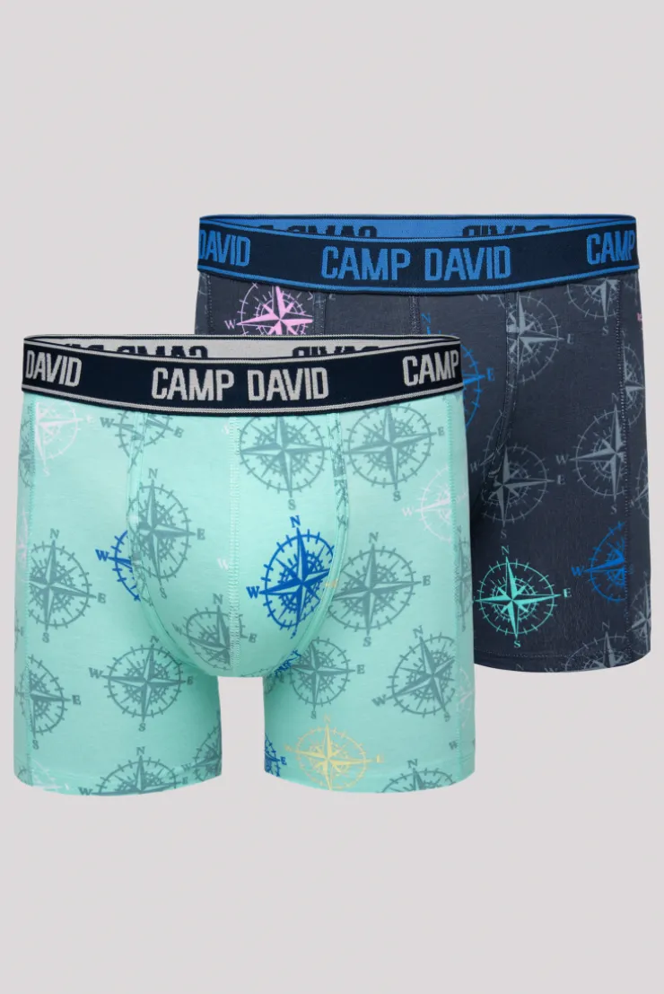CAMP DAVID & SOCCX Boxershorts mit All Over Print, 2er-Pack blue navy / sun aqua Cheap