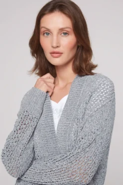 CAMP DAVID & SOCCX Chenille-Cardigan mit Strickmuster cold grey coldgrey Cheap