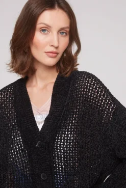 CAMP DAVID & SOCCX Chenille-Cardigan mit Strickmuster black Shop