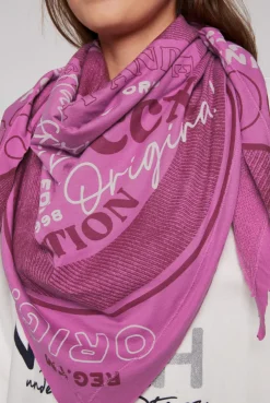CAMP DAVID & SOCCX Dreieckstuch im Materialmix mit Artwork iced berry icedberry Outlet