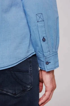 CAMP DAVID & SOCCX Fil à Fil Langarmhemd mit Label-Applikationen strong blue strongblue New