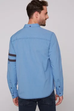 CAMP DAVID & SOCCX Fil à Fil Langarmhemd mit Label-Applikationen strong blue strongblue Clearance