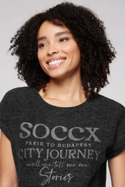 CAMP DAVID & SOCCX Flauschstrick-Shirt mit Glitter Logo black Sale