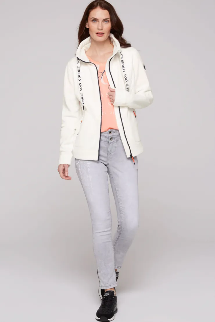 CAMP DAVID & SOCCX Fleecejacke mit tonigen Stepp-Details ivory Cheap