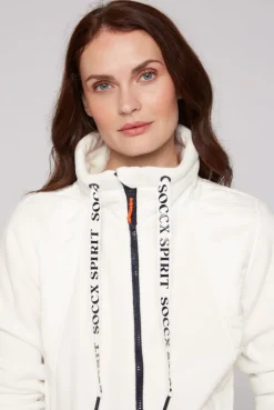 CAMP DAVID & SOCCX Fleecejacke mit tonigen Stepp-Details ivory Cheap