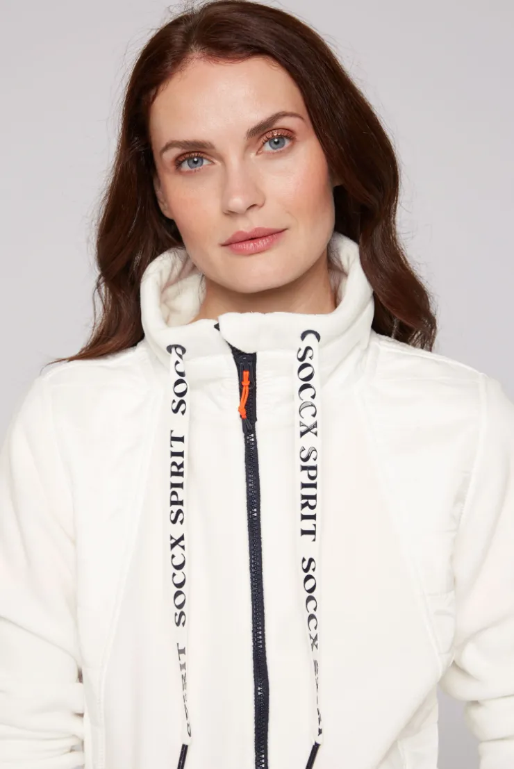 CAMP DAVID & SOCCX Fleecejacke mit tonigen Stepp-Details ivory Cheap