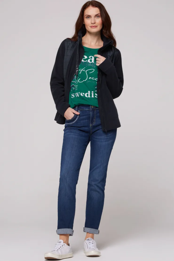 CAMP DAVID & SOCCX Fleecejacke mit tonigen Stepp-Details blue navy bluenavy Store