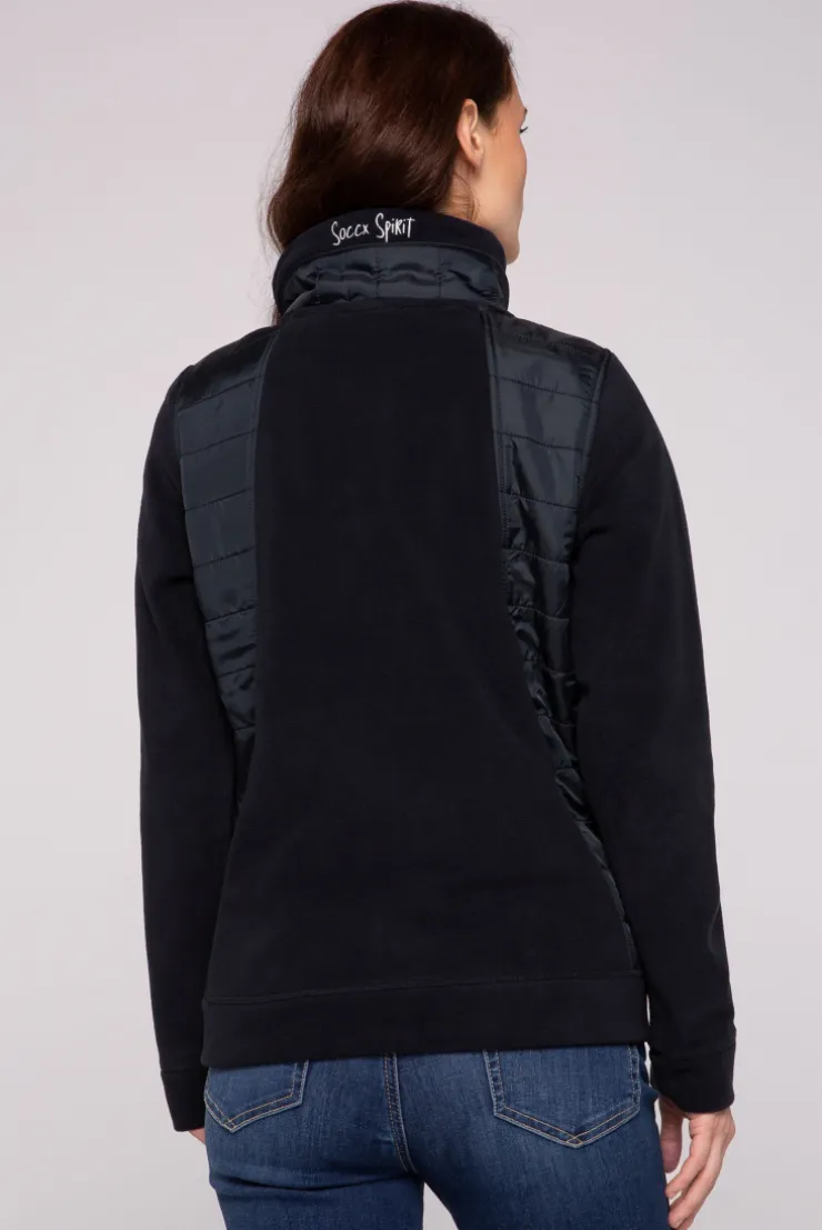 CAMP DAVID & SOCCX Fleecejacke mit tonigen Stepp-Details blue navy bluenavy Store