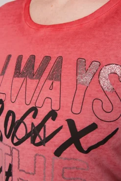 CAMP DAVID & SOCCX Geripptes T-Shirt mit Artwork red orange redorange Clearance