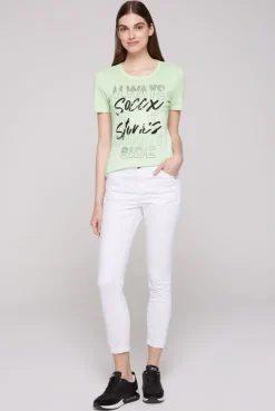 CAMP DAVID & SOCCX Geripptes T-Shirt mit Artwork light green lightgreen Cheap