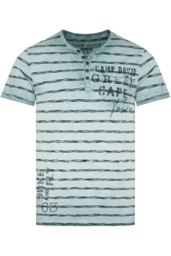 CAMP DAVID & SOCCX Gestreiftes Henley-Shirt mit Brusttasche teal Shop