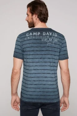 CAMP DAVID & SOCCX Gestreiftes Henley-Shirt mit Brusttasche blue navy bluenavy Cheap