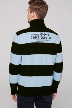 CAMP DAVID & SOCCX Gestreiftes Troyer-Sweatshirt mit Artworks black Clearance