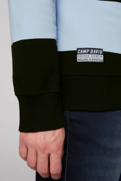CAMP DAVID & SOCCX Gestreiftes Troyer-Sweatshirt mit Artworks black Clearance