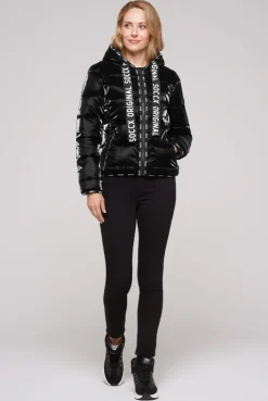 CAMP DAVID & SOCCX Glänzende Steppjacke mit Samt-Optik black Flash Sale
