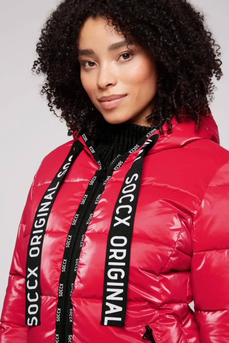 CAMP DAVID & SOCCX Glänzende Steppjacke mit Samt-Optik clear red clearred Discount