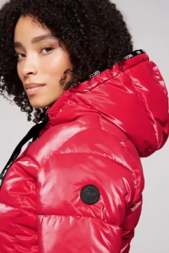 CAMP DAVID & SOCCX Glänzende Steppjacke mit Samt-Optik clear red clearred Discount