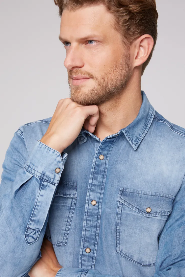 CAMP DAVID & SOCCX Hemd aus Denim Regular Fit light blue bleached lightbluebleached Fashion