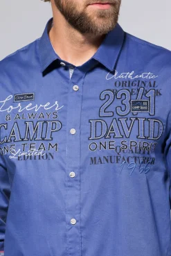 CAMP DAVID & SOCCX Hemd mit Dobby-Struktur und Artworks denim blue | L denimblue Sale