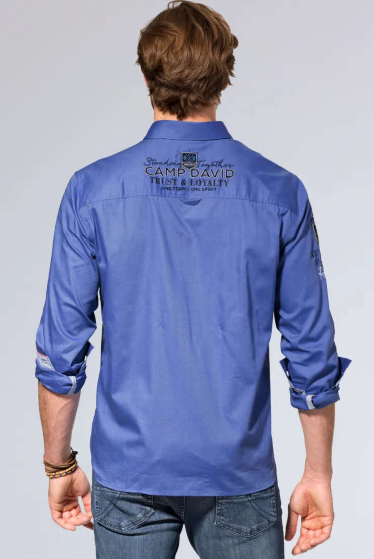 CAMP DAVID & SOCCX Hemd mit Dobby-Struktur und Artworks denim blue | L denimblue Sale
