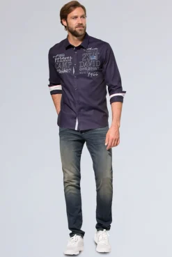 CAMP DAVID & SOCCX Hemd mit Dobby-Struktur und Artworks blue navy bluenavy Best