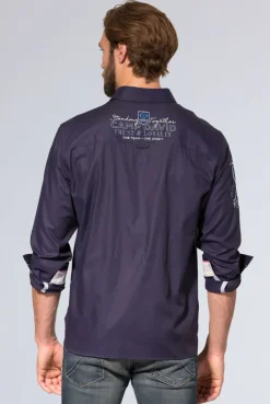 CAMP DAVID & SOCCX Hemd mit Dobby-Struktur und Artworks blue navy bluenavy Clearance