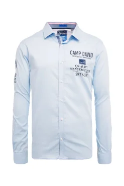 CAMP DAVID & SOCCX Hemd mit Webstruktur und Artworks, Regular Fit light blue lightblue Clearance