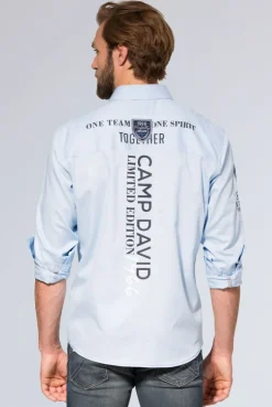 CAMP DAVID & SOCCX Hemd mit Webstruktur und Artworks, Regular Fit light blue lightblue Clearance