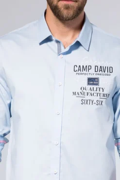 CAMP DAVID & SOCCX Hemd mit Webstruktur und Artworks, Regular Fit light blue lightblue Store