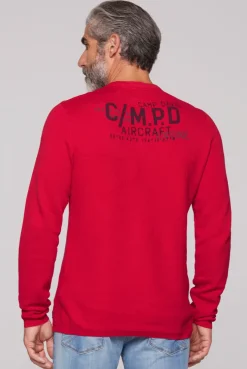 CAMP DAVID & SOCCX Henley-Pullover Stone Washed flight red flightred Discount