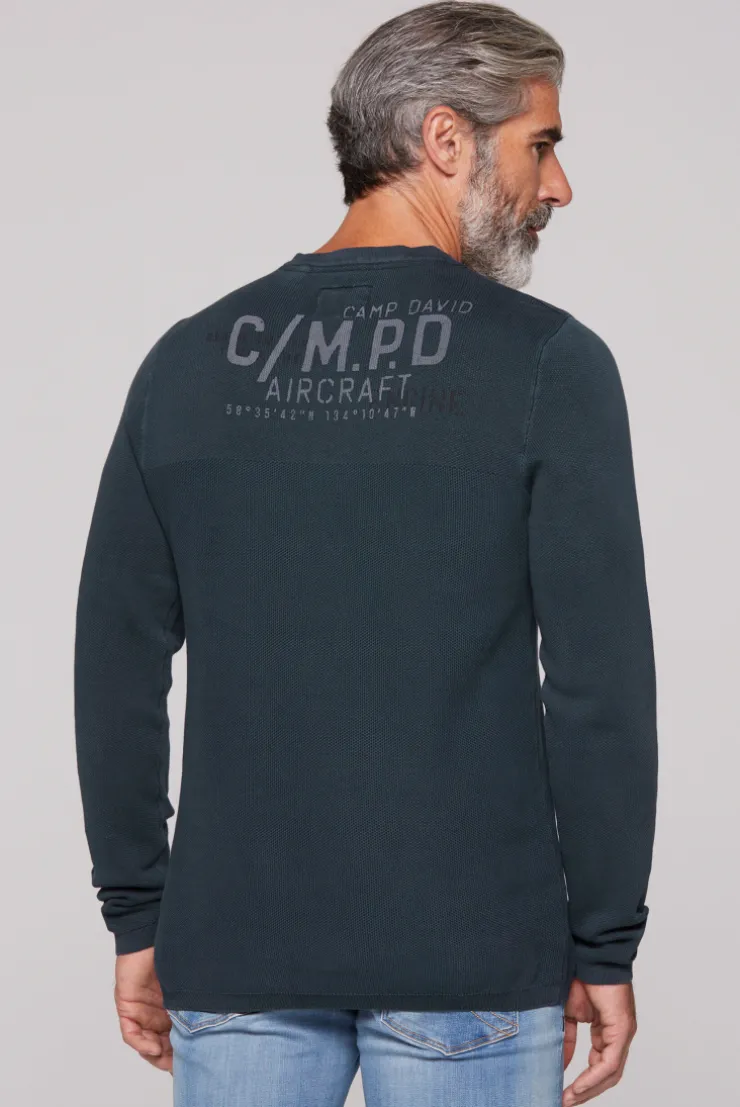 CAMP DAVID & SOCCX Henley-Pullover Stone Washed blue navy bluenavy Sale