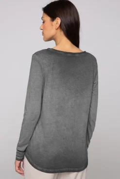 CAMP DAVID & SOCCX Henley-Shirt mit Wording Glitter Print black Cheap