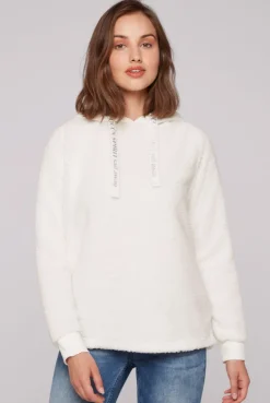 CAMP DAVID & SOCCX Hoodie aus Teddyplüsch mit Sweatkapuze ivory Best Sale