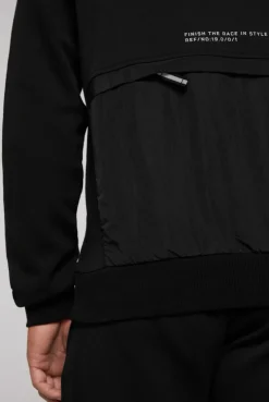 CAMP DAVID & SOCCX Hoodie im Materialmix mit Artwork und Rückentasche black Fashion
