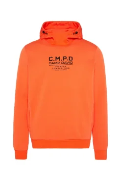CAMP DAVID & SOCCX Hoodie im Materialmix mit Artwork und Rückentasche signal orange signalorange Best